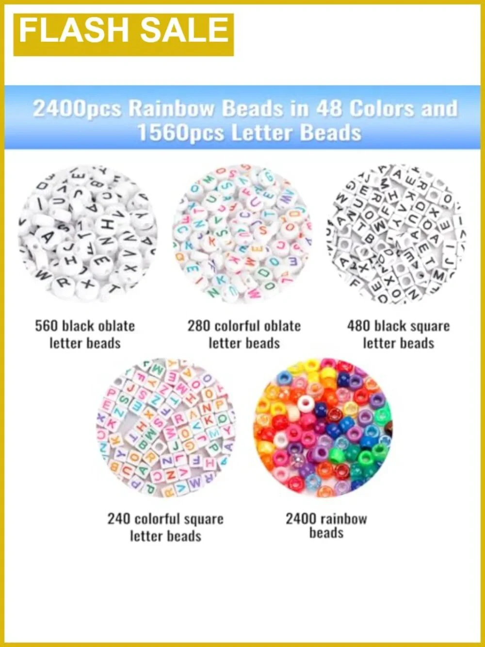 4000pcs Pony Beads Bracelet Making Kit with Letter Beads Acrylic